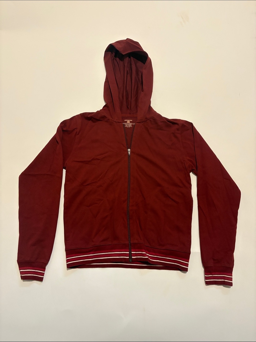 Patagonia Women's Vitalita Zip-Up Hoodie - Burgundy with Stripe Trim